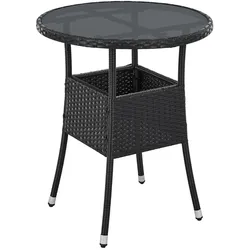 Juskys Polyrattan Gartentisch Yoro rund - wetterfest Outdoor Beistelltisch Ø 60 cm - Schwarz