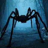 JOYIN 2 m große Spinne mit roten Augen, haarig, schwarz, für Halloween Innen- und Außendekorationen
