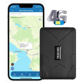 TKMARS TK915 Auto GPS-Tracker 4G, 7800mAh-Akku, magnetisch, funktioniert über SMS/APP/Webplattform ohne ABO, Verschiedene Alarmmodi, geeignet für Pkw/LKW/Flotten