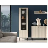 Lomadox Vitrine Salou-131 55 x 40 x 190 cm Beige/Braun