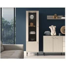 Lomadox Vitrine Salou-131 55 x 40 x 190 cm Beige/Braun
