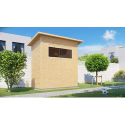 Gartenhaus BERTILO "Pent Modern 1 naturbelassen", beige (natural), ohne Fußboden, ohne Dacheindeckung, Gartenhäuser, mit hohen Seitenwänden und einer 1,88 m hohen Doppeltür