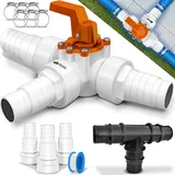 tillvex® Bypass Set Pool 12-TLG. - Ø32 & 38 mm Anschluss | 3-Wege-Ventil & ABS-Adapter | 6X Schlauchschellen & 8m Isolierband – ideal für Sandfilteranlagen, Wärmepumpen & Poolheizung (Orange)