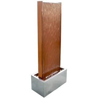 KÖHKO® Wasserwand ca. 97 cm Kombination aus Corten- und Edelstahl Wasserspiel mit LED-Beleuchtung