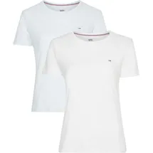 Tommy Jeans Damen T-Shirts Kurzarm Tjw 2Pack Soft Jersey Tee Rundhalsausschnitt, Mehrfarbig (White / Pink), M - M