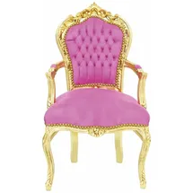 Casa Padrino Barock Samt Esszimmerstuhl Rosa/Gold