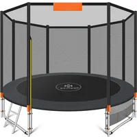 KESSER® Trampolin Outdoor Ø244/305/366/427cm Gartentrampolin Kinder Trampolin Komplettset + Sicherheitsnetz, Leiter & Familien Trampolin für Garten + Seitentasche & Montageset, belastbar bis 150kg