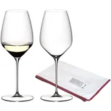Riedel Veloce Riesling Gläser + Poliertuch Weingläser, Transparent
