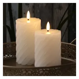 MARELIDA Twist LED Stumpenkerze 15 cm weiß