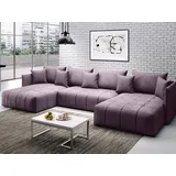 GRAINGOLD Ecksofa U-Form Ardi U - Ecksofa mit Schlaffunktion, Bettkasten - Wohnlandschaft, Wohnzimmer Sofa - Eckcouch Violett (Monolith 62)