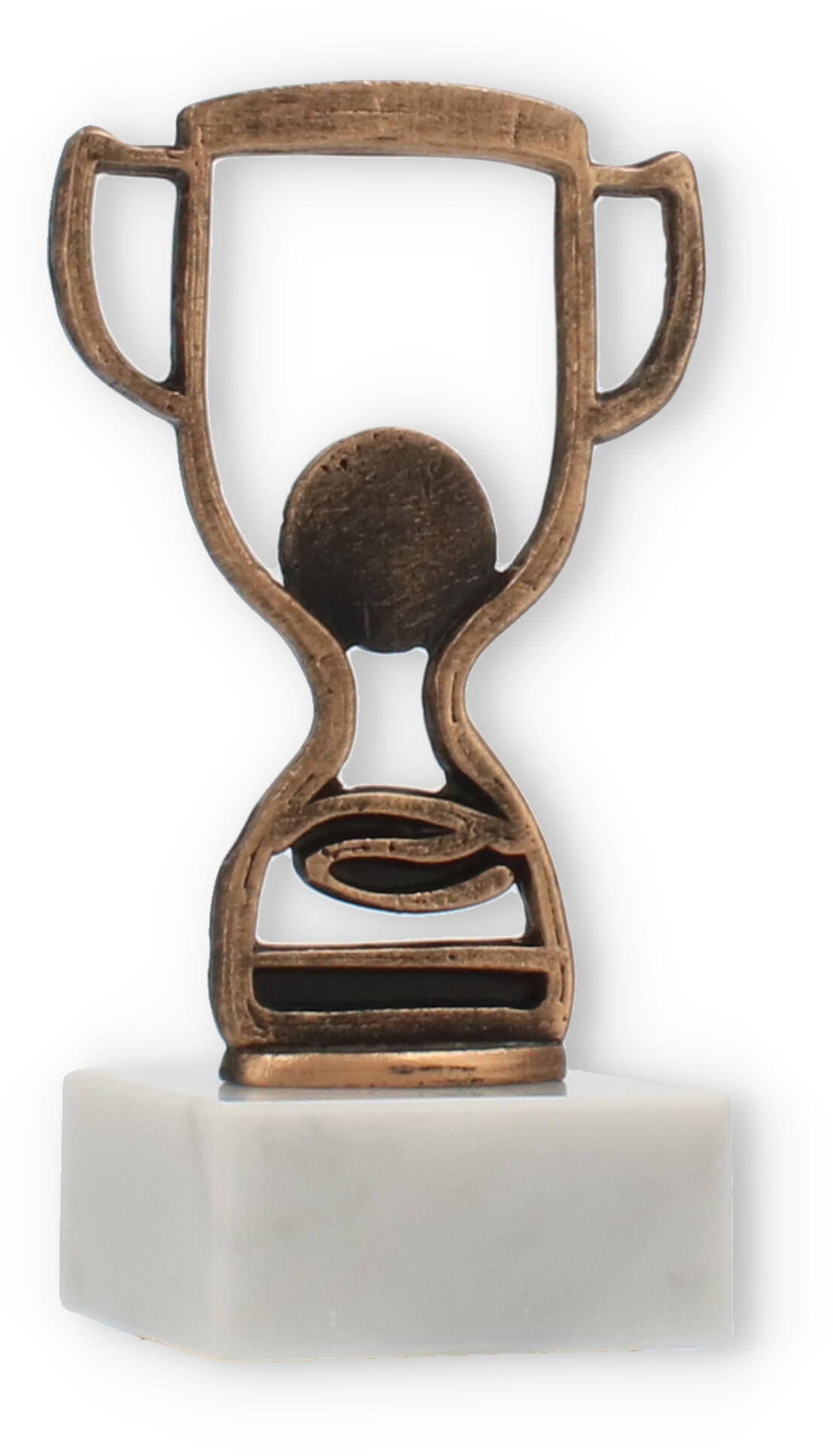 Pokal Konturfigur Pokal altgold auf weißem Marmorsockel 15,1cm