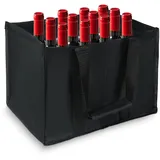 LUKDUNG Flaschentasche 12 Flaschen, Flaschenträger für 1,5 Liter Flaschen, Tragetasche mit Trennwänden für Flaschen, Wiederverwendbar Handtasche für Getränketasche Bierflaschen Weinflasche