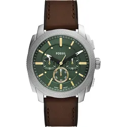Chronograph FOSSIL "MACHINE (NEW GENERATION)", braun, grün, Armbanduhren, Herren, Quarzuhr, Armbanduhr, Herrenuhr, Lederarmband, analog