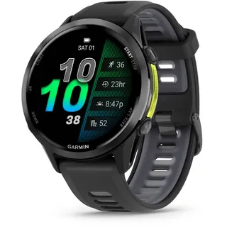 Garmin Forerunner® 970 - 47 mm Premium GPS-Laufuhr für Triathlon & Training mit AMOLED-Display & 22mm Silikon-Schnellwechsel-Armband - schwarz/carbongrau titan - ⌀ 47mm Gehäuse