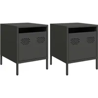 VidaXL Nachttische 2 Stk. Schwarz 35x39x43,5 cm Stahl