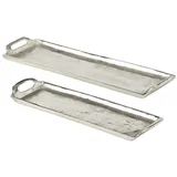 Boltze GRUPPE GmbH Dekotablett Dekotablett Bathew L.36/45 B.11/13 cm Aluminium Silber 2er Set