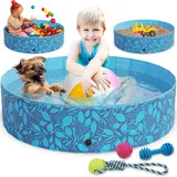 zooprinz Faltbarer Pool für große, kleine Hunde & Kinder in 2 Größen 160/120 x 30 cm – Haustier Hundepool stabil & rutschfest Swimmingpool, Planschbecken Hund Kind – Schwimmbad