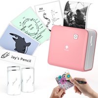 Phomemo M02 Pro Mini Drucker für Smartphone,300 DPI Tragbarer Thermodrucker Bluetooth Etikettendrucker Taschendrucker mit 3 Papierrollen, Geeignet für Geschenk, Fotos, Studiennotizen, Etiketten - Rosa