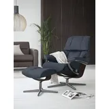 Stressless Stressless® Relaxsessel »Reno«, mit Cross Base, Größe S, M & L, Holzakzent Braun blau