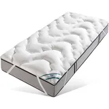 Matratzenauflage FAN "Boxspring, Boxspring Matratzenauflage", weiß, B:90cm H:6cm L:200cm, Bezug (oben): 100% Polyester. Bezug (unten): 100% Baumwolle. Füllung: 100% Polyester, Matratzenzubehör, Auflage für Matratzen in 80x200, 180x200, 200x200 und weiteren Größen