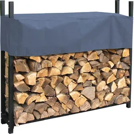 Quick Star Kaminholzregal Metall 113 x 25 x 115 cm mit Schutzhülle Grau