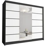 Sofnet Schwebetürenschrank Schwarz, Weiß, Holzwerkstoff, Rechteckig, 250x215x58 cm Schlafzimmer, Kleiderschränke, Schwebetürenschränke