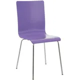 DELUKE® Besucherstuhl PEPE - 87x43x47cm, Lila | Holz | Metall in Chromoptik Gestell | Konferenzstuhl Wartezimmerstuhl