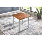 sam möbel gmbh Esstisch Baumkante Massiv Akazie cognac 80 x 80 silber Esra - Braun