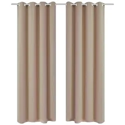 vidaXL Verdunkelungs-Vorhänge mit Metallringen 135 x 245 cm Creme blackout