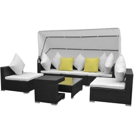 vidaXL Garten-Lounge-Set mit Sonnendach schwarz 42750