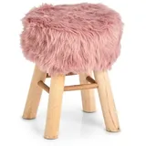 Hti-Living Sitzhocker Holz, Kunstfell Zottel