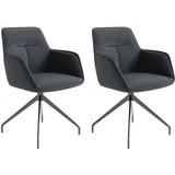 byLIVING Esszimmerstuhl Memphis / 2er Set/Bezug Kunstleder anthrazit/Polstersessel Sitzschale 360° drehbar/mit Keder/Gestell Metall schwarz/Esszimmerstuhl/B 62, H 96, T 60 cm