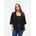 Damen Gr 48 schwarz Web Obermaterial 55 Viskose 45 Leinen unifarben V-Ausschnitt Blazer Kurzblazer