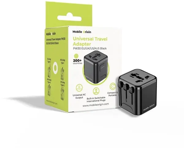Universal Travel Adapter PW30 EU/UK/US/AUS Black