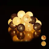 Relaxdays Relaxdays, LED Lichterkette mit 20 Baumwollkugeln, batteriebetrieben, Stimmungslichter, Kugeln Ø