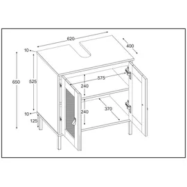 G+K Möbelvertriebs GmbH Waschbeckenunterschrank 62 x 65 x 40 cm Schwarz