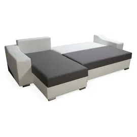 Fun Möbel Ecksofa Sofa COLLIN mit Schlaffunktion Schwarz / Braun Ottomane Links - Schwarz