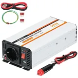 OUBOTEK Wechselrichter 500W / 1000W, Spannungswandler 12V auf 230V Reiner Sinus, Auto Spannungswandler mit USB Anschluss und EU Steckdosen, für Wohnmobil Auto Solar