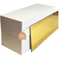 KITCHENDREAM 3 Kuchenboxen mit 3 passenden eckigen Cake Boards gold/silber Kuchenbox-Weiß mit Kuchenunterlage, Einweg-Kuchenbehälter, 32x12x15 cm