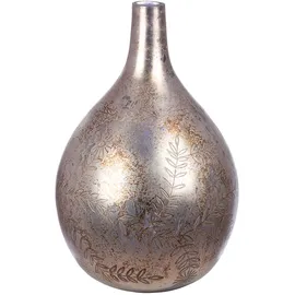 Gilde Vase Peso grau antikfinish matt Blumenmotiv Höhe 56 cm Dekoration Wohnaccessoire Geschenkidee Inneneinrichtung