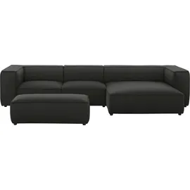 W.Schillig Hocker around-the-block Leder 120 x 39 x 60 cm Grau