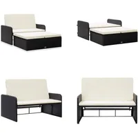 vidaXL 2 tlg. Garten Lounge Set mit Auflagen Poly Rattan Schwarz - Gartengarnitur - Gartengarnituren - Gartensofa - Gartensofas - Schwarz