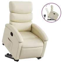 vidaXL Relaxsessel mit Aufstehhilfe Kunstleder 92 x 99,5 x 0 cm Creme