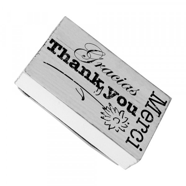 SALE - Vintage Stempel "Merci, Gracias, Thank you"