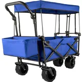 VEVOR Bollerwagen Faltbar Handwagen 100kg Transportkarre Gerätewagen mit Dach blau