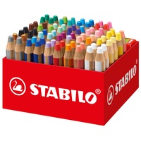 Stabilo Buntstift, Wasserfarbe & Wachsmalkreide - STABILO woody 3 in 1 - 76er Box mit 4 Spitzern - mit 24 verschiedenen Farben