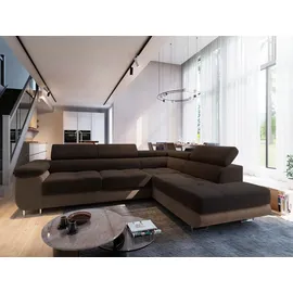 masseno Ecksofa SELVA mit Schlaffunktion L-Form, Sofa mit Bettkasten, Wohnzimmersofa, Couch, Soffa, Bettsofa, Couchgarnitur- Braun, MONOLITH 29... - Braun