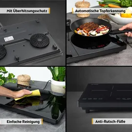 tzs-first-austria TZS First Austria Induktionskochplatte, doppelt, Timer, Kindersicherung, 3500W, Induktionskochfeld, Doppelt Kochfeld, Touch-Display, Top... | schwarz,