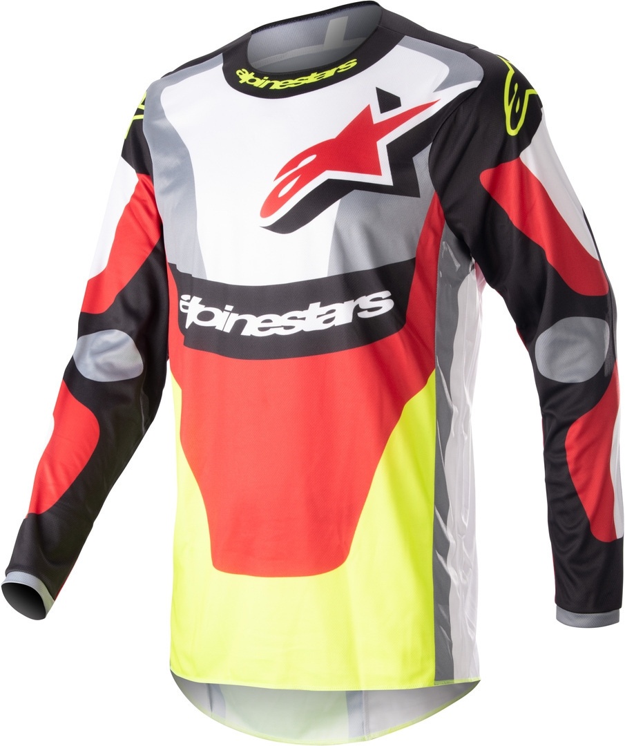 Alpinestars Fluid Agent Motorcross jersey, zwart-rood-geel, L