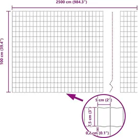 vidaXL Eurozaun Grau 1 x 25 m PVC-beschichtetes Eisen - Grau